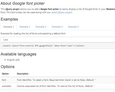 Bootstrap Form Helpers Google Font Picker